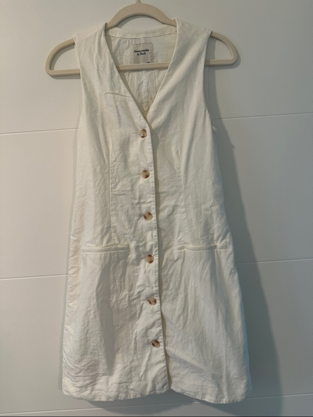 Abercrombie & Fitch Cream Button-Front Sleeveless Dress